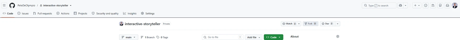 The interactive-storyteller repository on GitHub