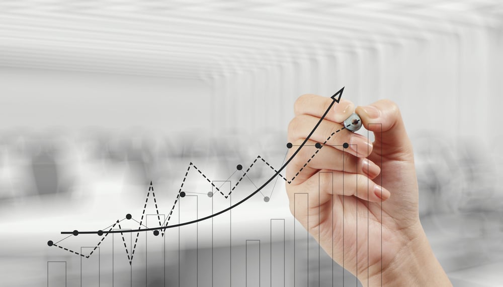 hand drawing graph chart and business strategy as concept hand drawing graph chart and business strategy as concept